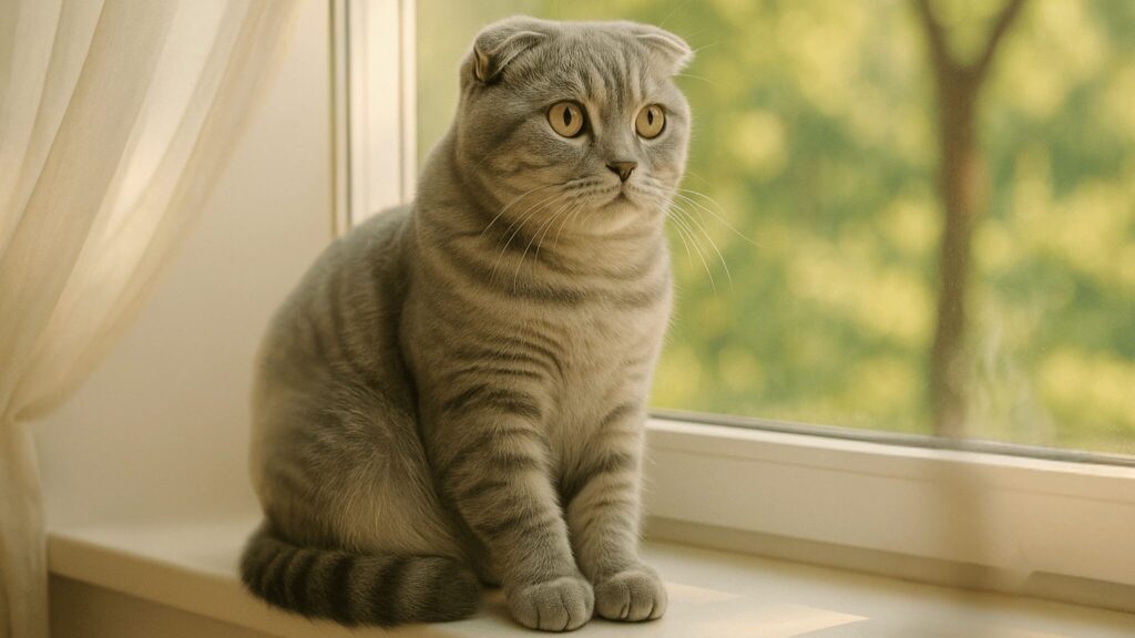 Scottish Fold Cat, cat by breed, folded ear cat breed, affectionate indoor cats