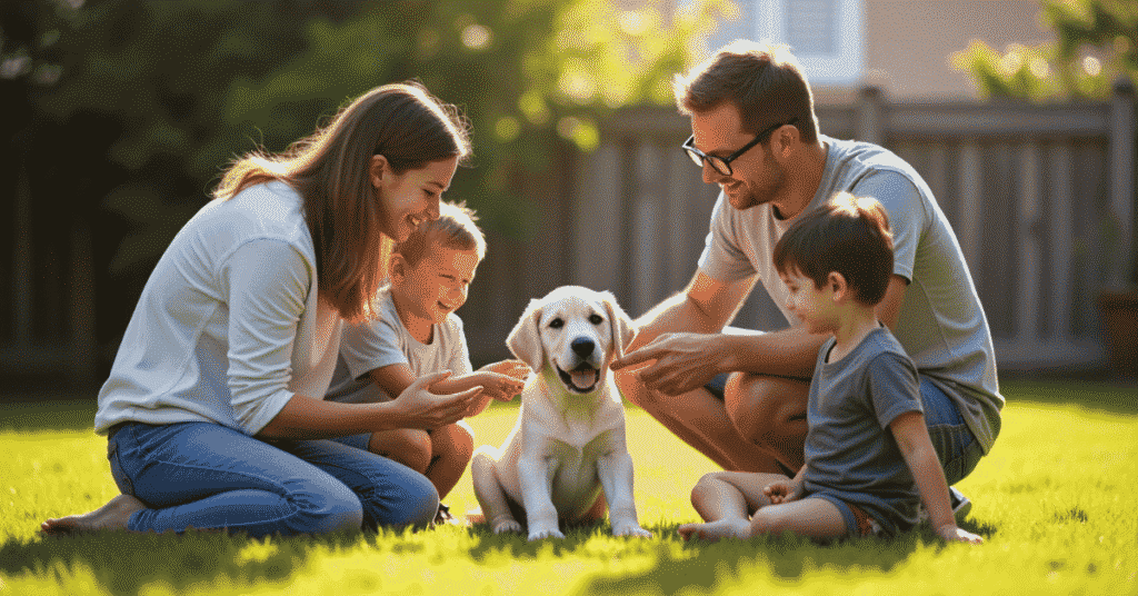 Mastering dog training basics by involving every family member for consistency and success.