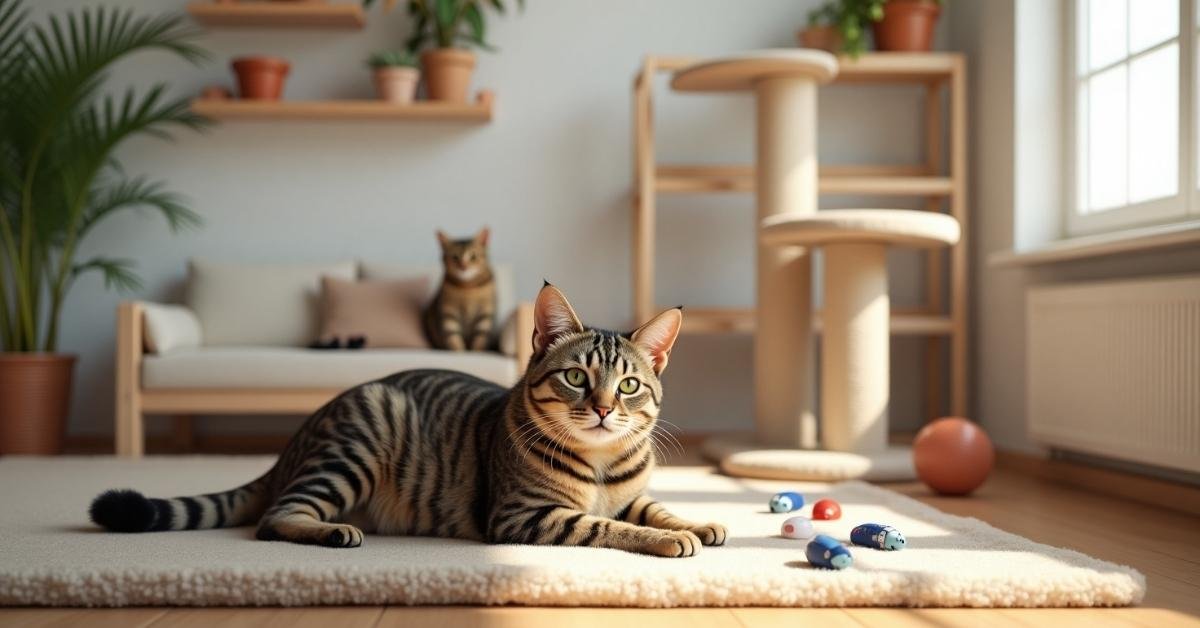 Cat with toys