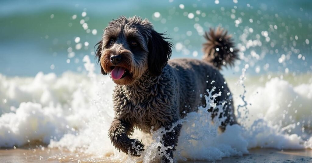 Portuguese Water Dog swimming – medium sized dog breed