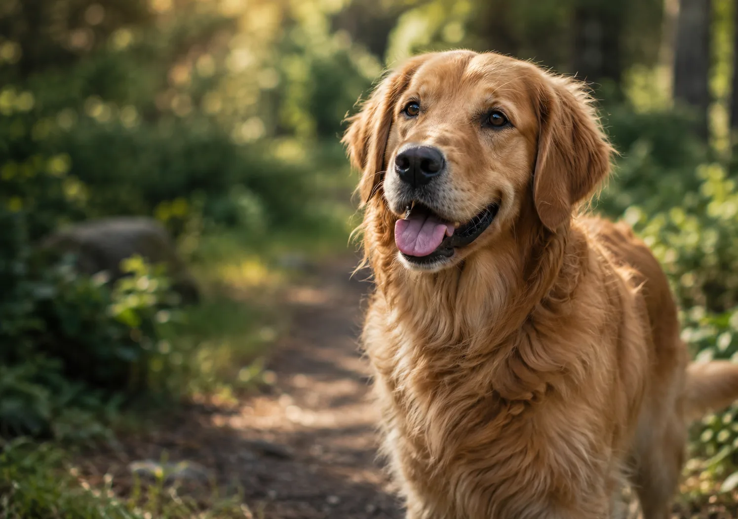 Dog portrait in warm light