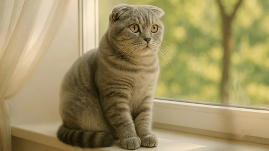 Scottish Fold Cat, cat by breed, folded ear cat breed, affectionate indoor cats